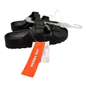 Joe Fresh Slide Sandals Unisex Kids Size 12 Black Buckle Shoes Beach Adjustable